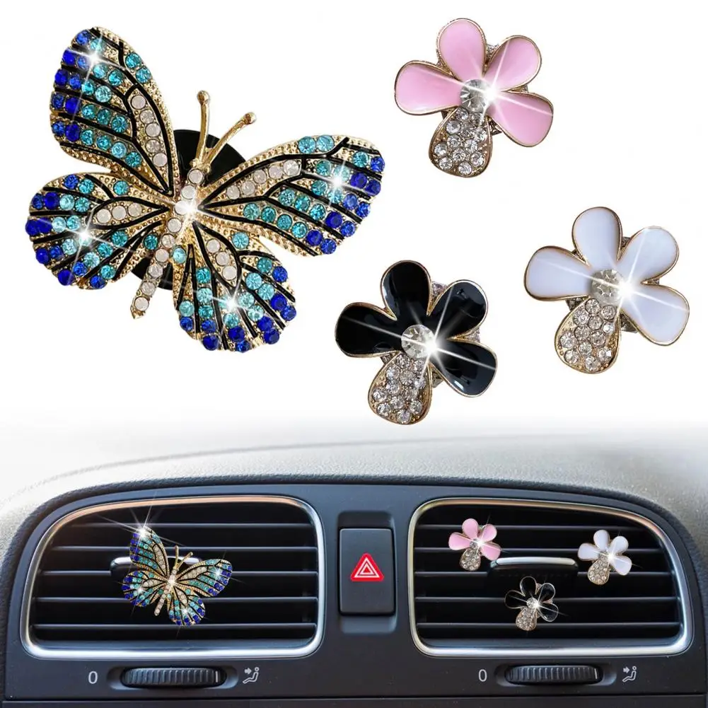 

Exquisite Car Decoration Sparkling Rhinestone Butterfly Car Perfume Holder A Stylish Accessory for A Relaxing Beautiful Car