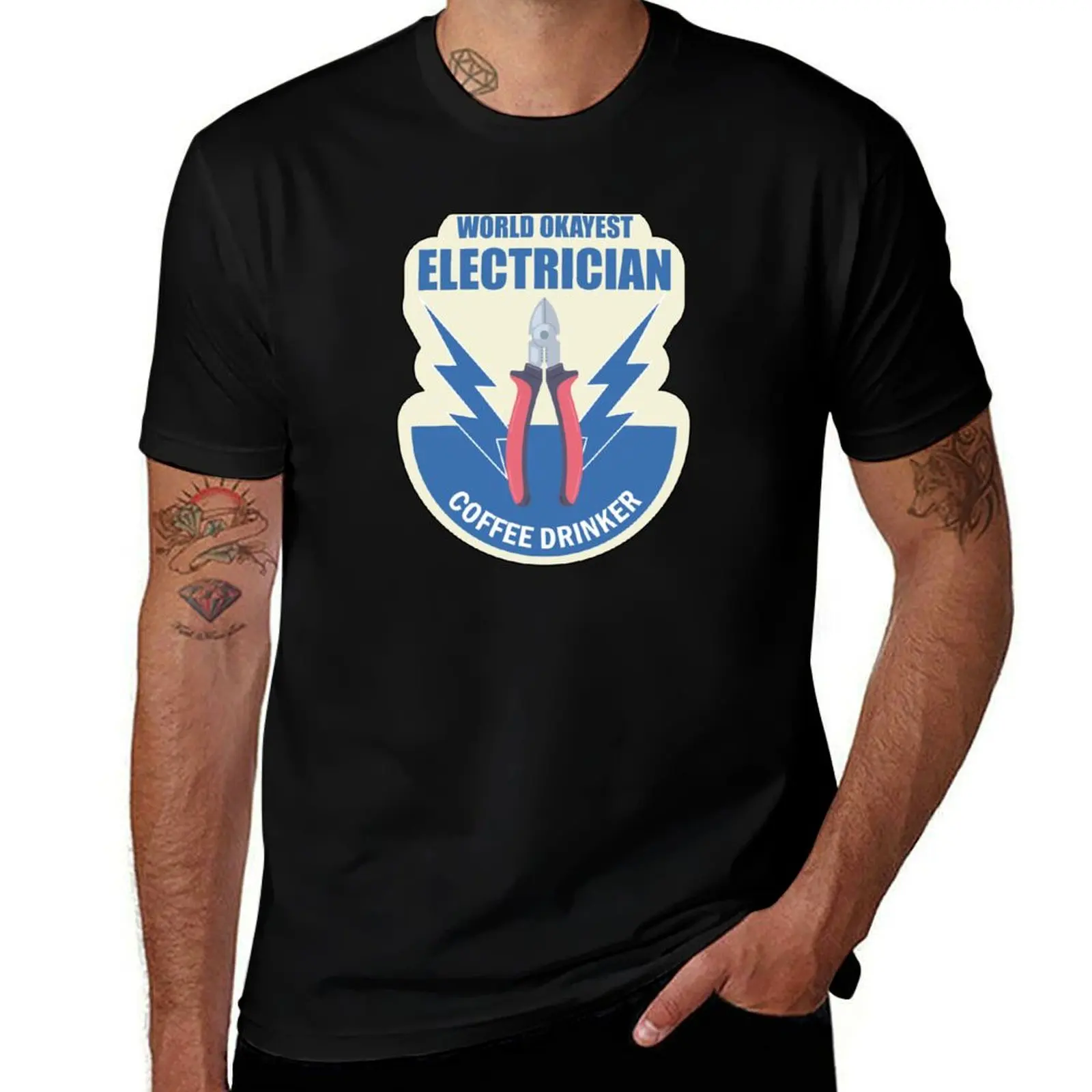 

World Okayest Electrician Stickers for Electricians T-Shirt Short sleeve tee graphic t shirts summer top t shirts for men pack