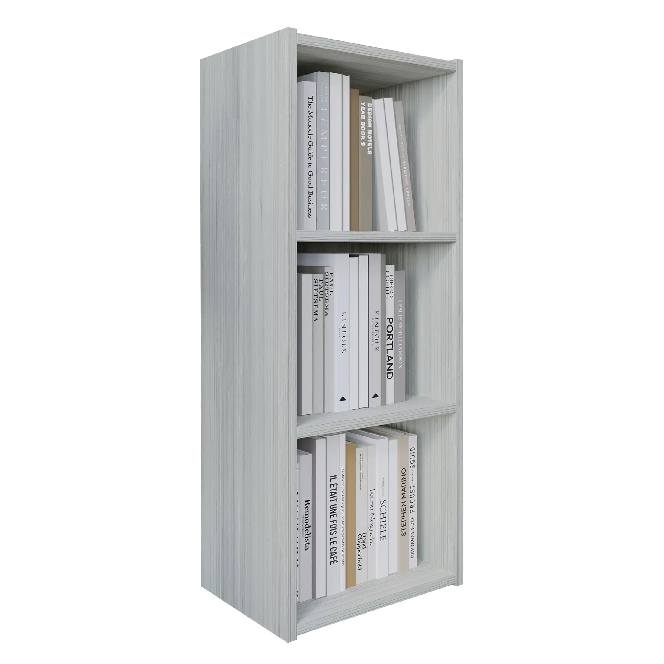 Classic 3-Cube Open Shelf Wood Bookcase, Light Grey