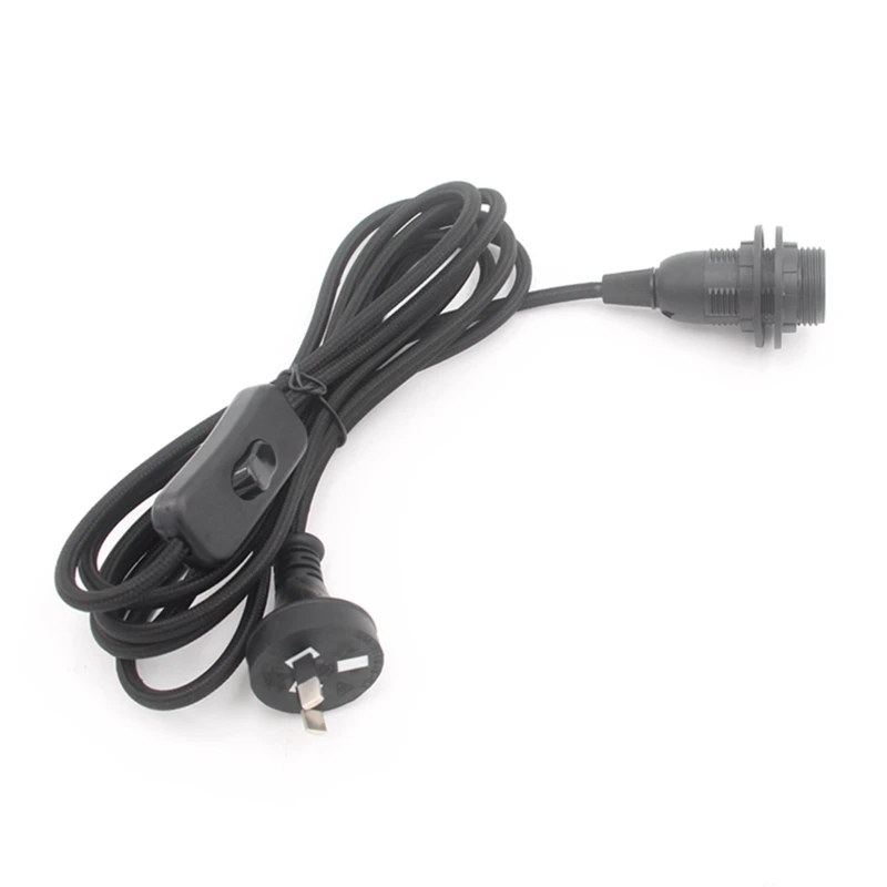 AC 240V AU Plug Power Cord Cloth Braided Cable with Inline Switch E14 Lamp Holder Fittings