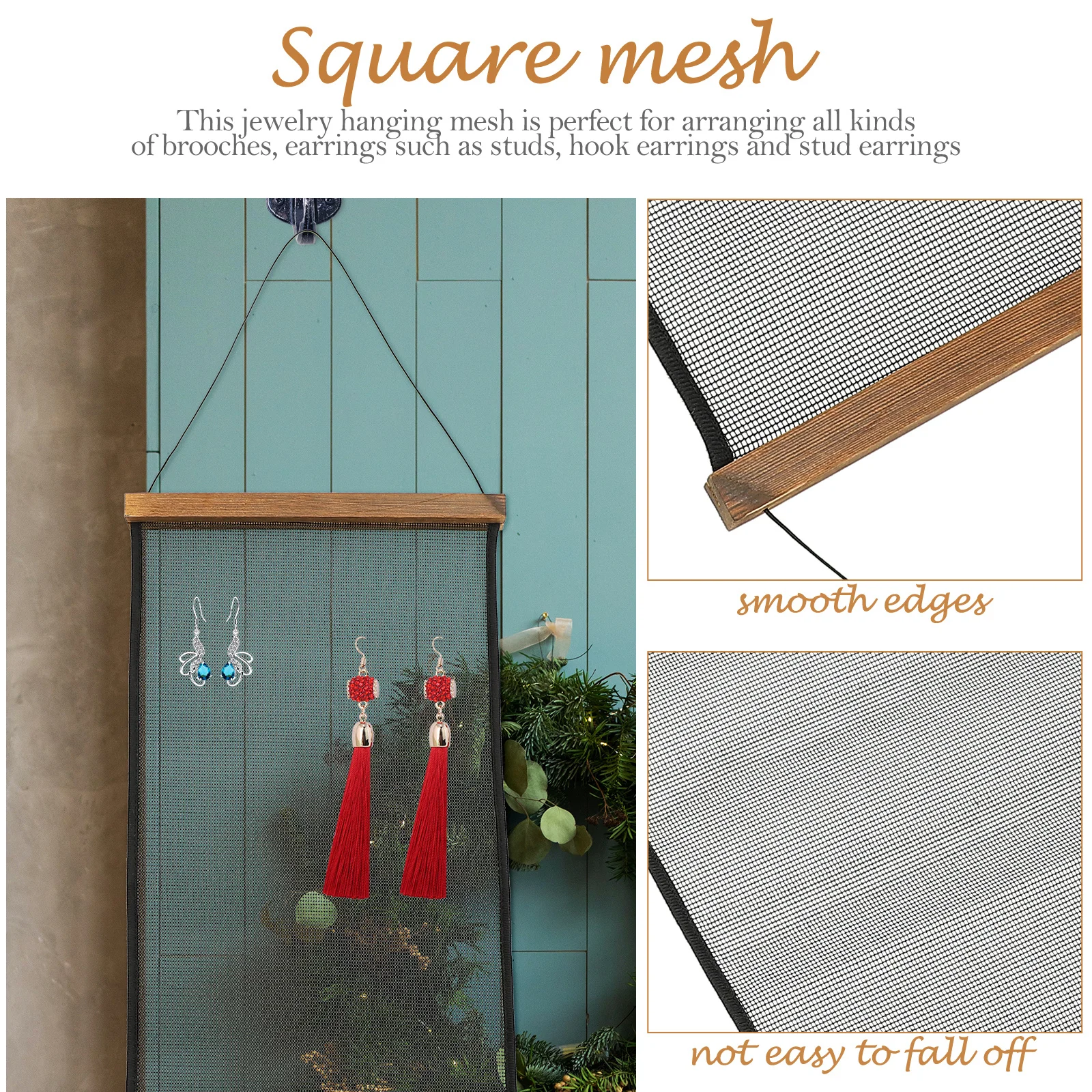 

Jewelry Wall Organizer Hanging Rack Mesh Earring Display Holder Necklace Jewelry Storage Racks Decorative Display Board