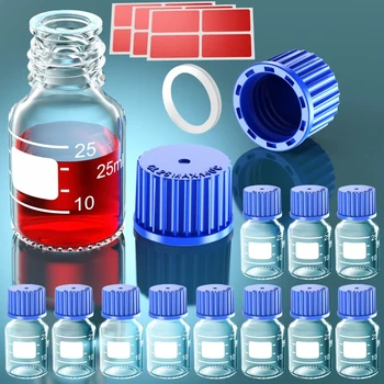 GL45 GL32 GL25 Botellas redondas de almacenamiento de medios Botella de vidrio de almacenamiento con tapa de rosca azul 25 ml 50 ml 100 ml 250 ml 500 ml 1000 ml de ks-tek