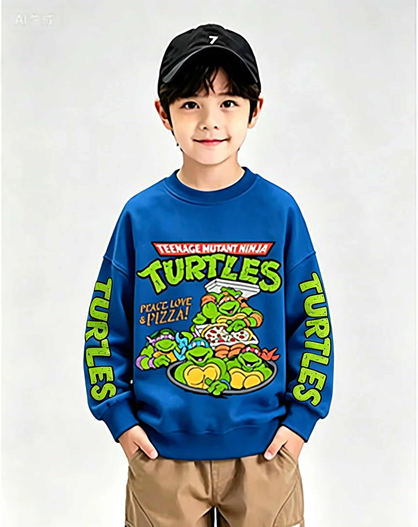Boys Crewneck Sweatshirt Cartoon Ninja Turtles Print Long Sleeve Pullover Kids Casual Tops Children Spring Autumn Sweatshirt