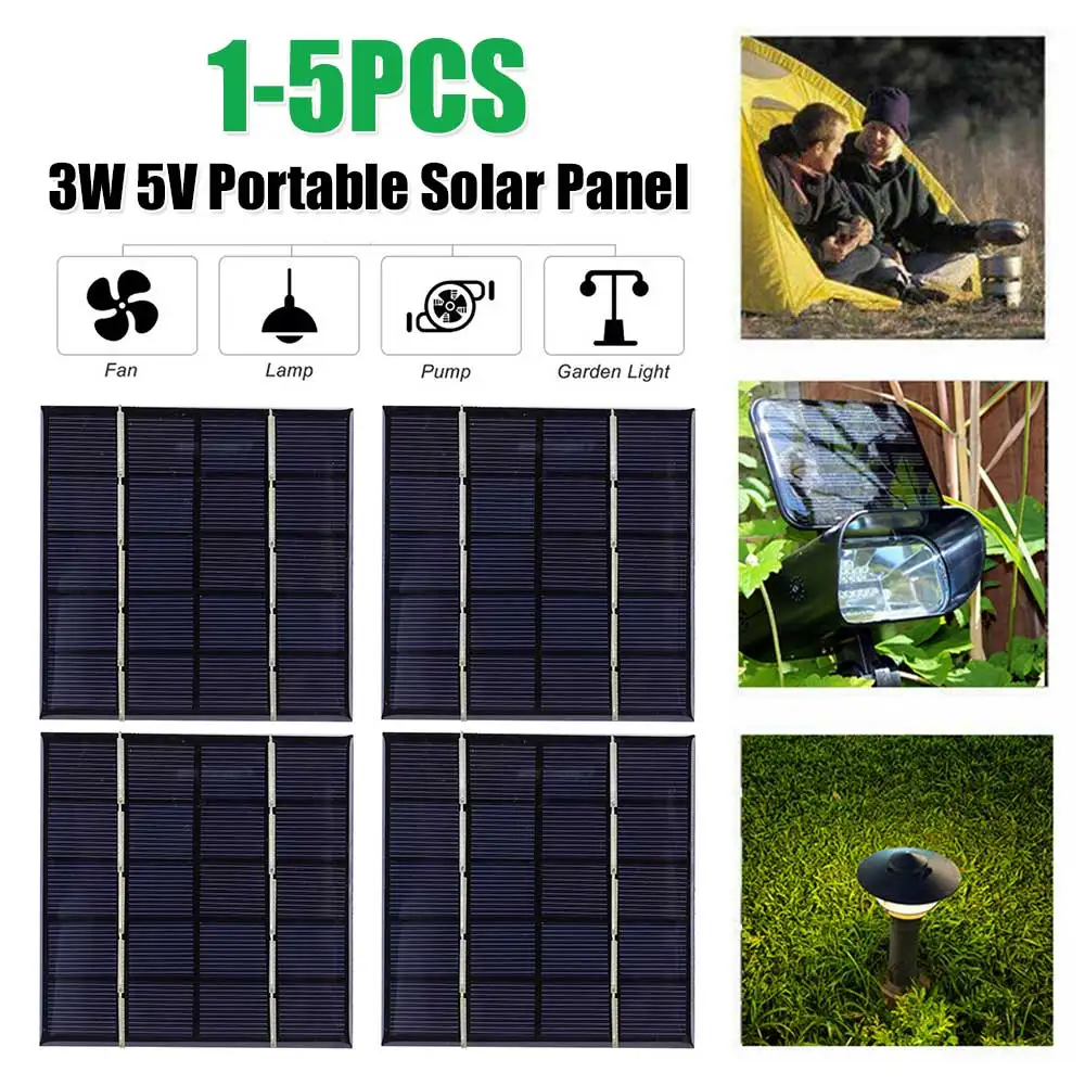 3W 5V Solarzellen-Panel Solarladegerät Photovoltaikzellen für Solarleuchten für 3,7V Akku 3-5V Akku-/Telefonladegerät