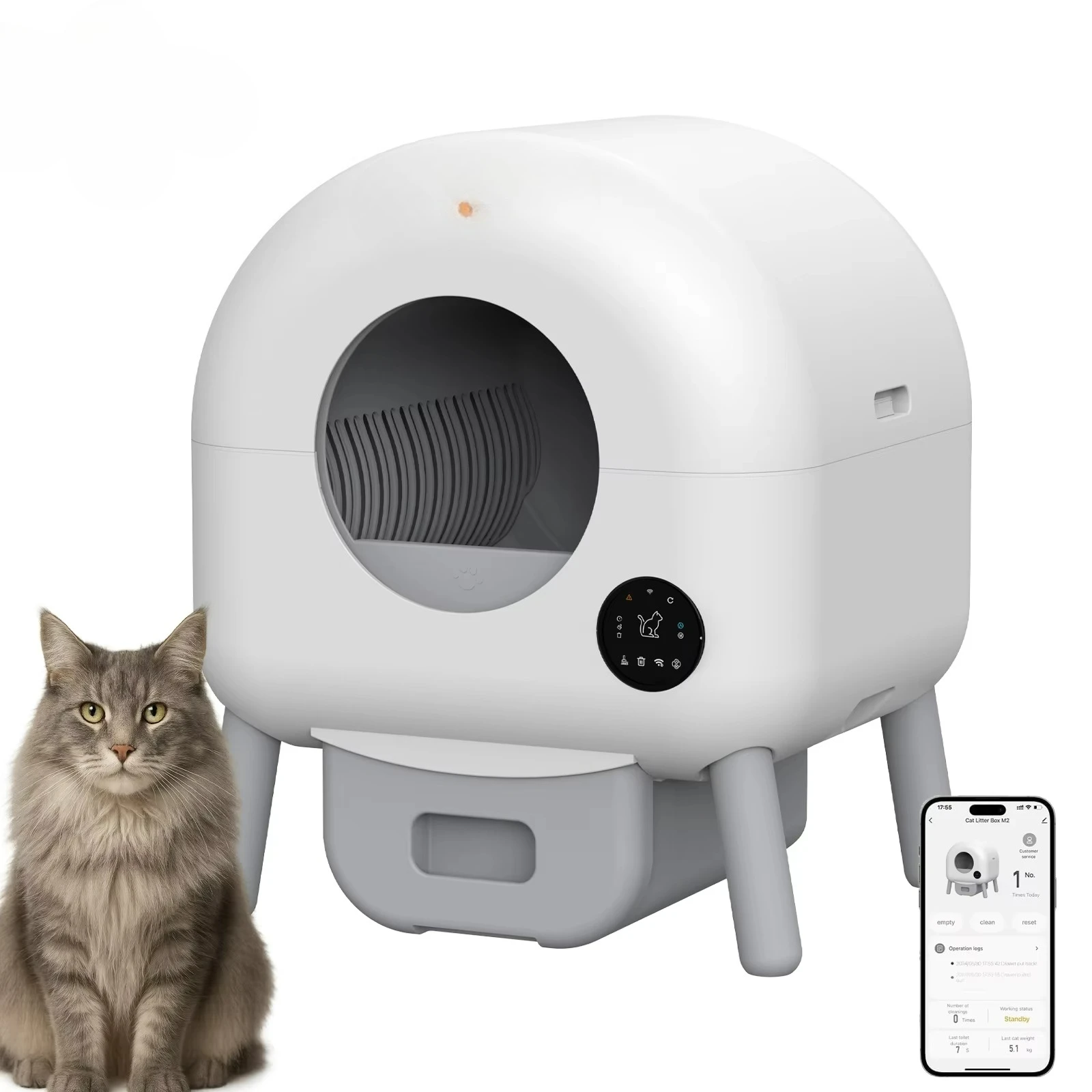 

Wholesale Large Capacity Smart Cat Toilet APP Remote Control Automatic Self Cleaning Litter Box