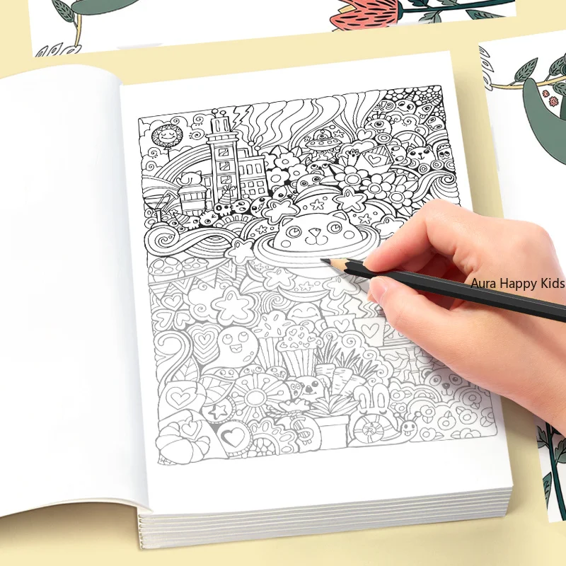 Adult Decompression Line Drawing Graffiti Book, Dense Pattern Copying Line Coloring Book, Quirky Monster/animal Theme, 22 Pages