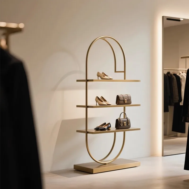 

Light luxury shoe store, bag sample display rack, multi-layer storage rack, floor-to-ceiling clothing store display rack display