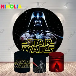 Disney Star Wars Round Photo Backdrop Kids Birthday Party Baby Shower Decoration Cylinder Covers For Cake Table