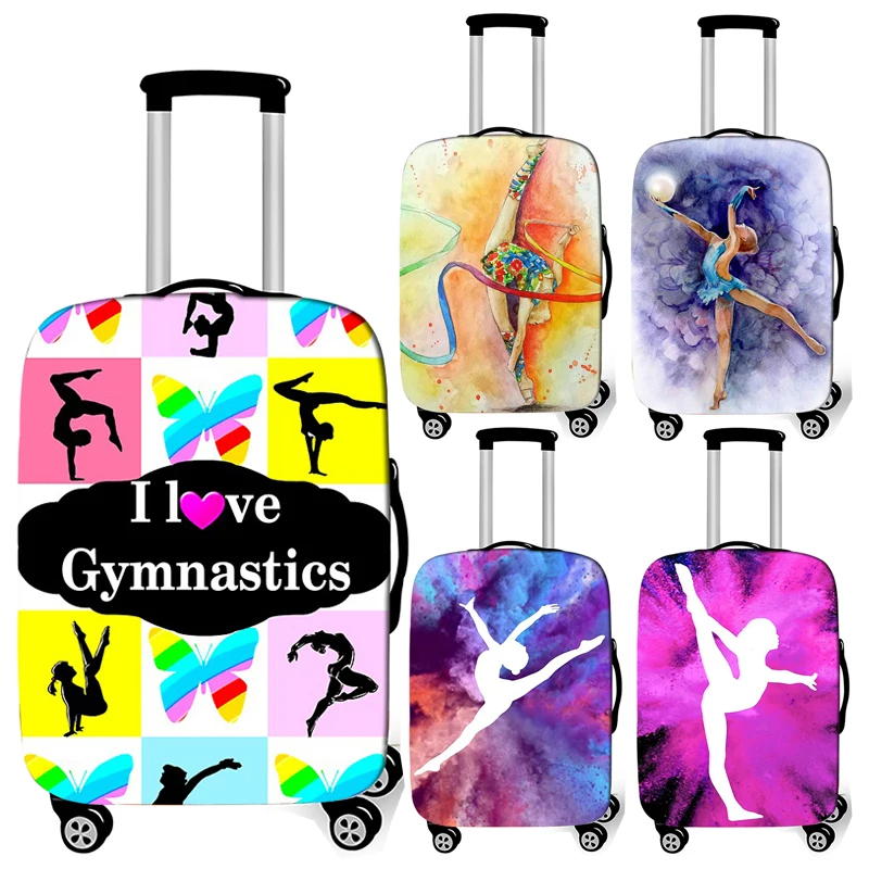 Cubierta de equipaje con estampado artístico de gimnasia rítmica, cubierta protectora antipolvo para maleta, accesorios de viaje, funda elástica para carrito