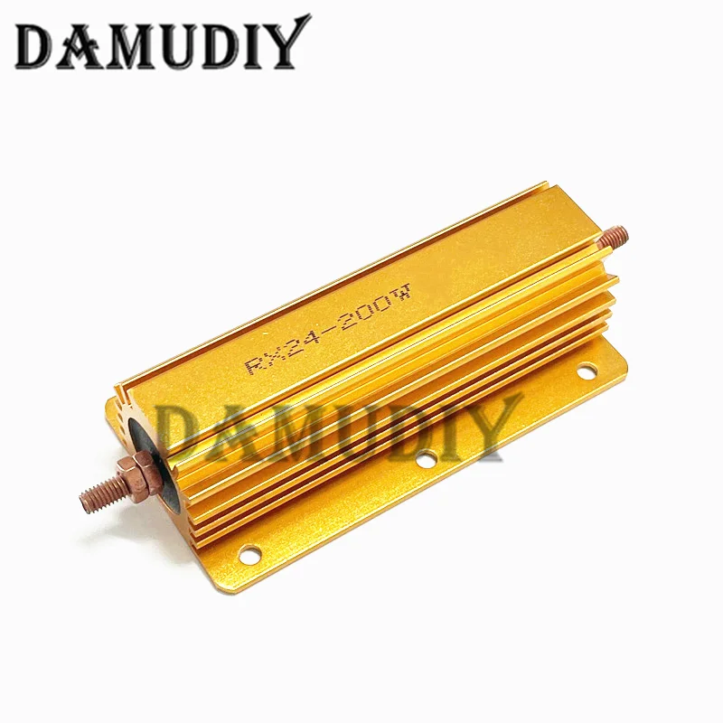 1PC 200W RX24 Aluminum Power Metal Shell Case Wirewound Resistor 0.1 ~ 1K 0.15 0.2 0.5 1 2 4 6 8 10 20 100 150 200 300 400 ohm