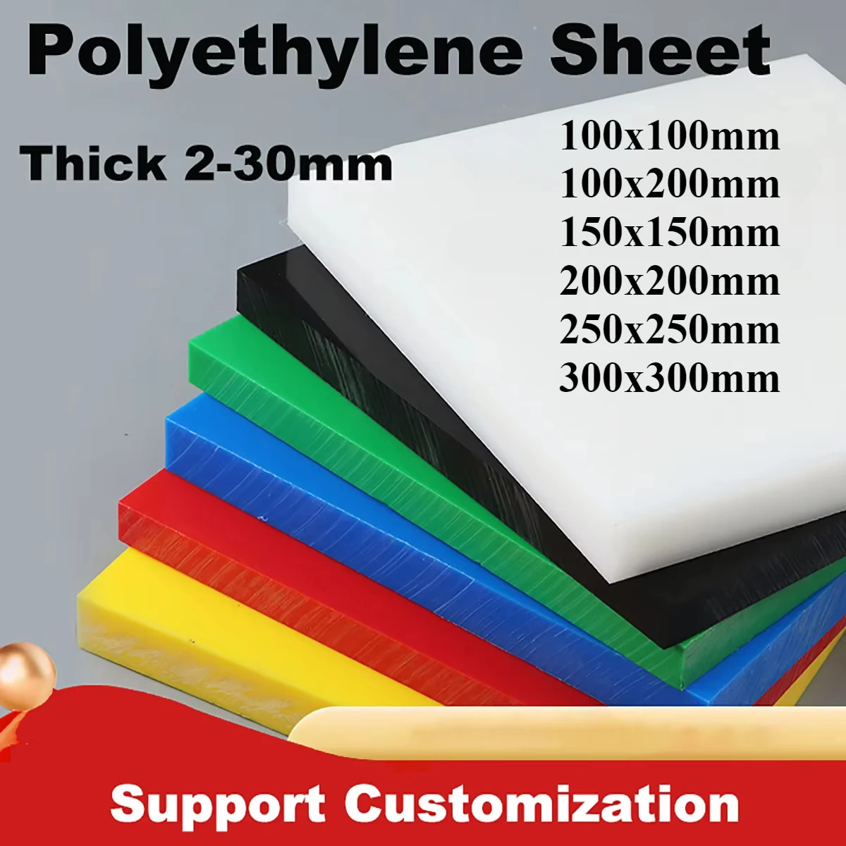 

1Pcs Colored Polyethylene Sheet Plastic Board Thick 2/3/4/5/6/8/10mm High Temperature PE/UPE/HDPE Plate For CNC Engraving