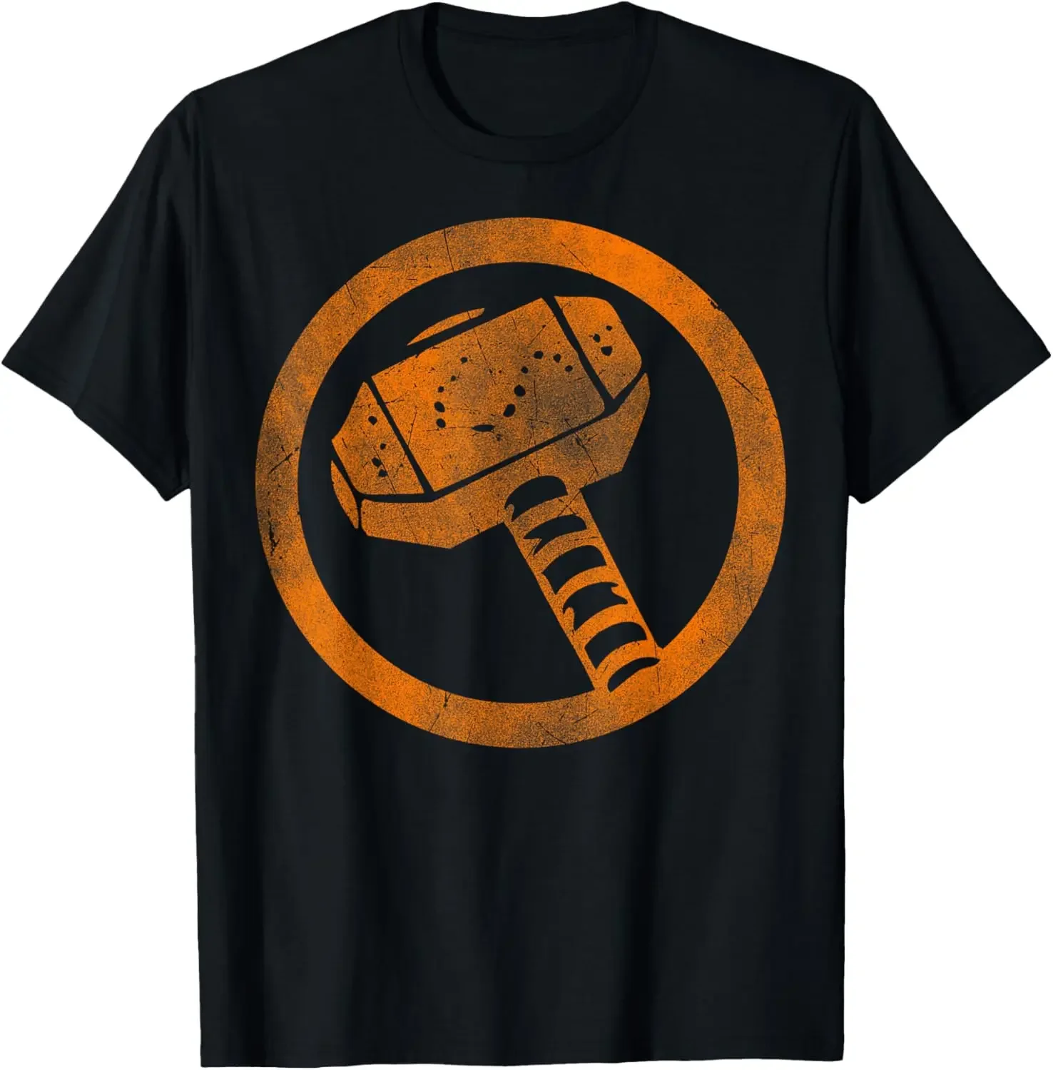 Marvel Thor Hammer Logo Orange Tonal Cut-Out Halloween T-Shirt