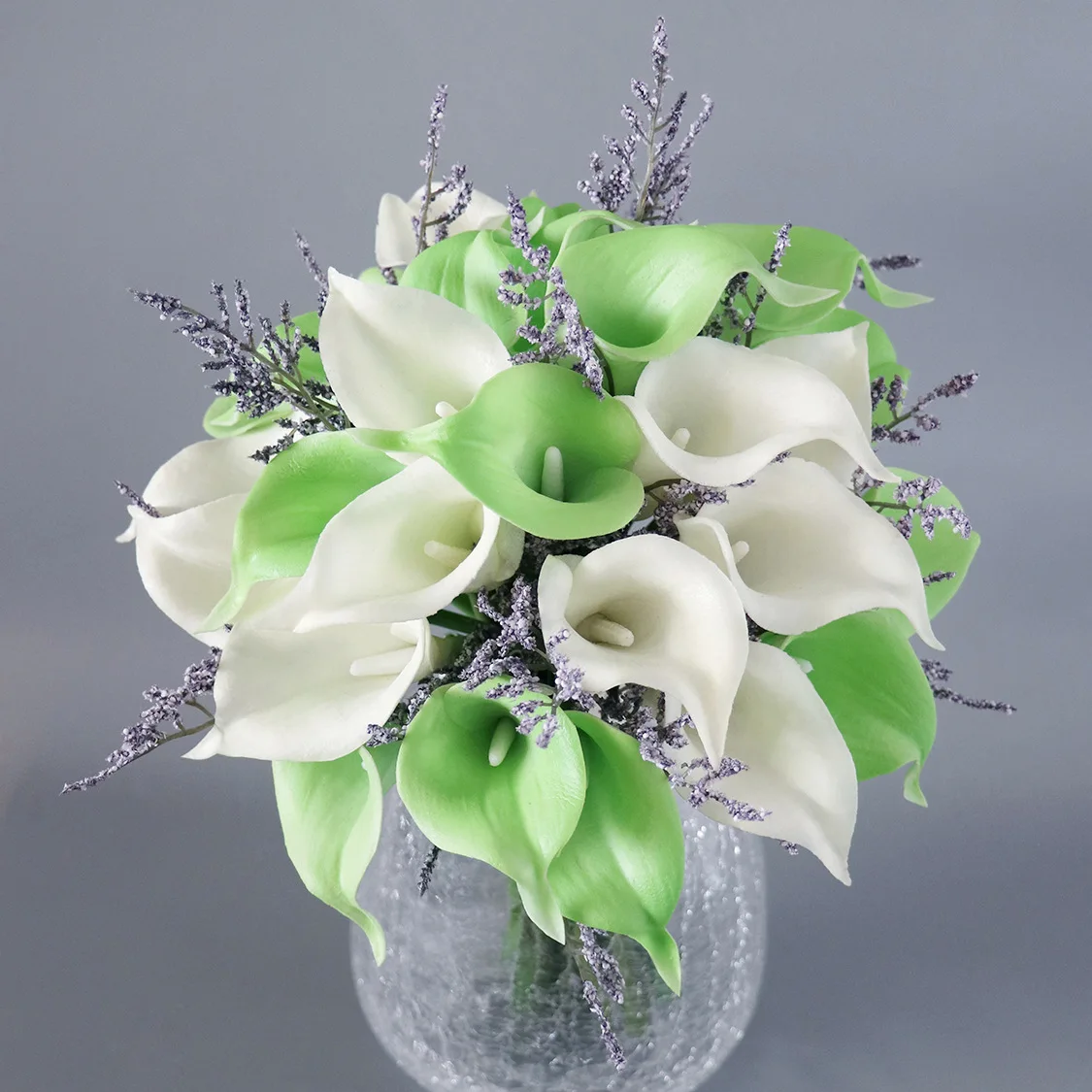 Wedding Bridal Bouquet with Green White Calla Lily Artificial Flowers Bridal Wedding Bouquet Latex Real Touch Flowers