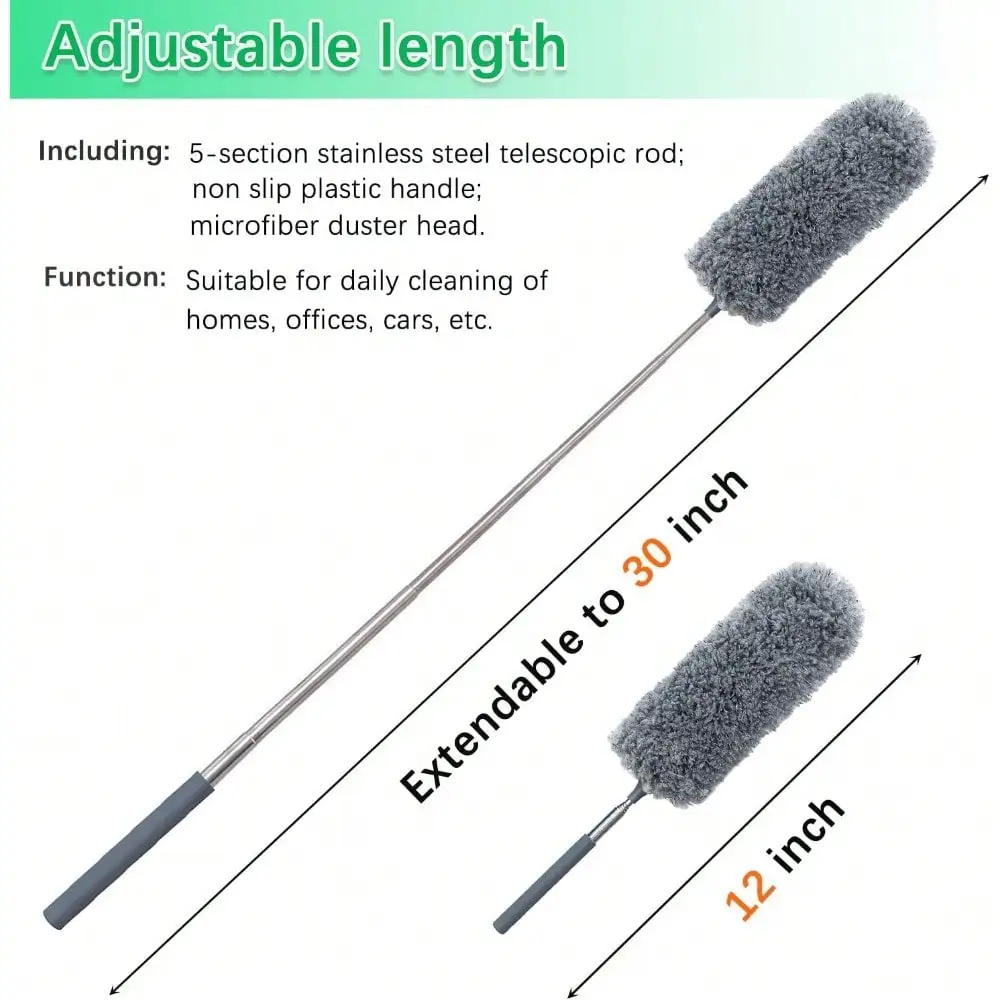 Extendable Microfiber Duster For Cleaning With Washable Head Small Duster For Office Car Window And Furniture image 3
