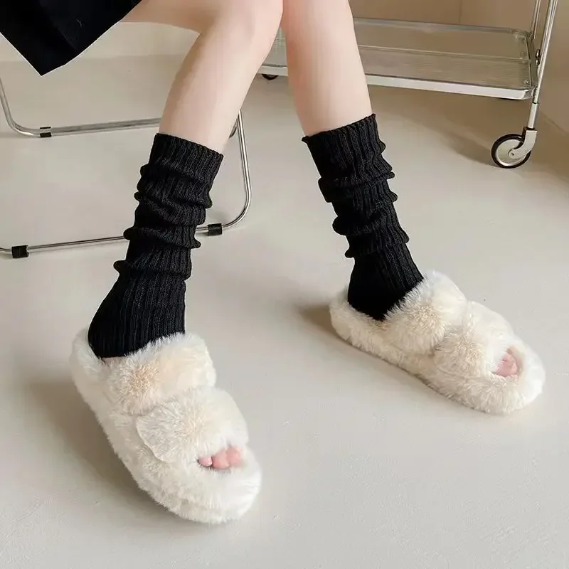 

Y2K Autumn Winter Crochet Heap Socks Boot Cuffs Imitate Wool Knitted Foot Cover Arm Warmer Women's Long Socks