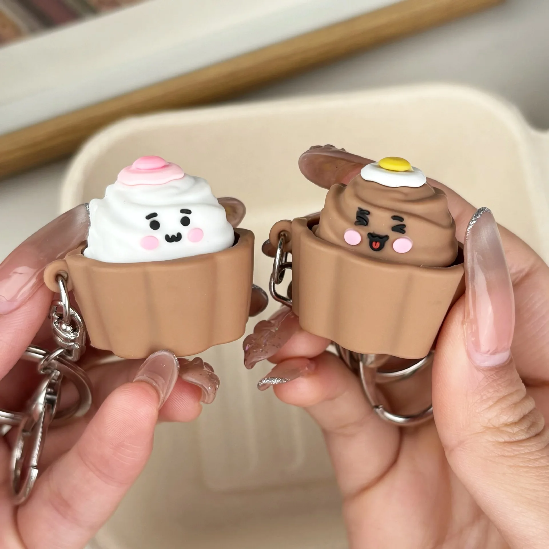 Original Cartoon Cake Button Keychain Small Pendant Backpack Decoration Cute Stress Relieving Creative Gift