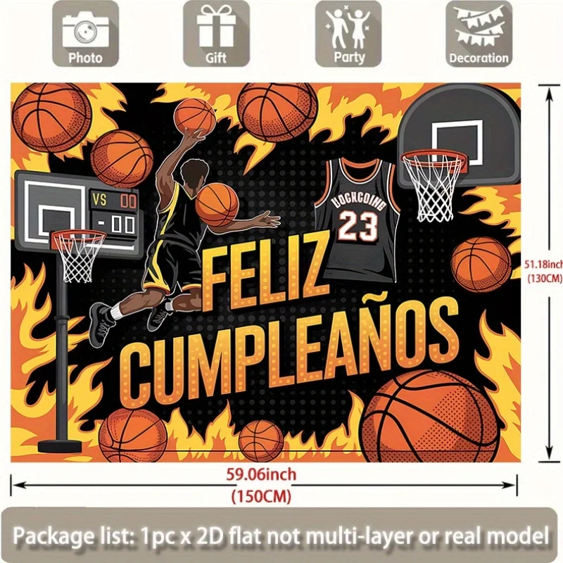 2D, 1 Banner mit Basketball-Motiv, sehr gut geeignet zur Dekoration der Wände in Wohnzimmern, Schlafzimmern und Büros – Detail 6