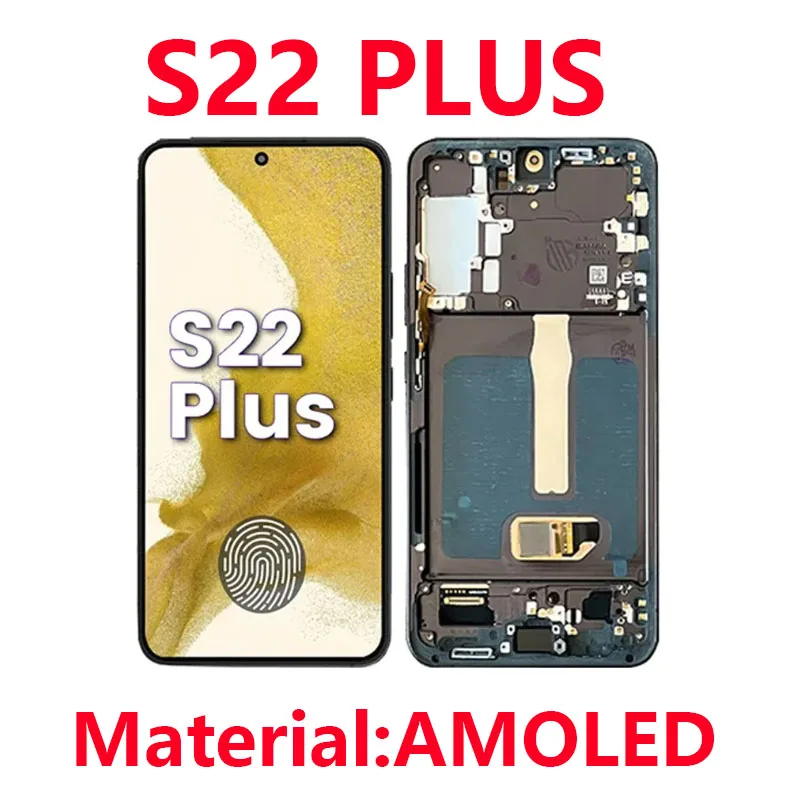 

AMOLED для Samsung Galaxy S22 Plus S22 + S906B S906U S906W S906N S906E с рамкой в сборе, дигитайзер сенсорного экрана для мобильного телефона