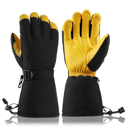 Leather Ski gloves 3M insulation Thickened for Winter Men Women Snowboarding Warm Ski Gloves Winter Thermal Gloves