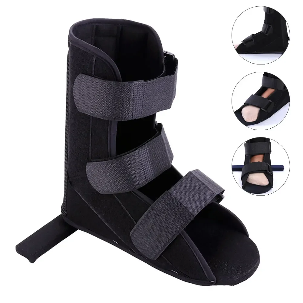 Black Adjustable Soft Foot Fracture Recovery Night Splint Plantar Brace Ankle Support Rehabilitation Strap Protective Shooes