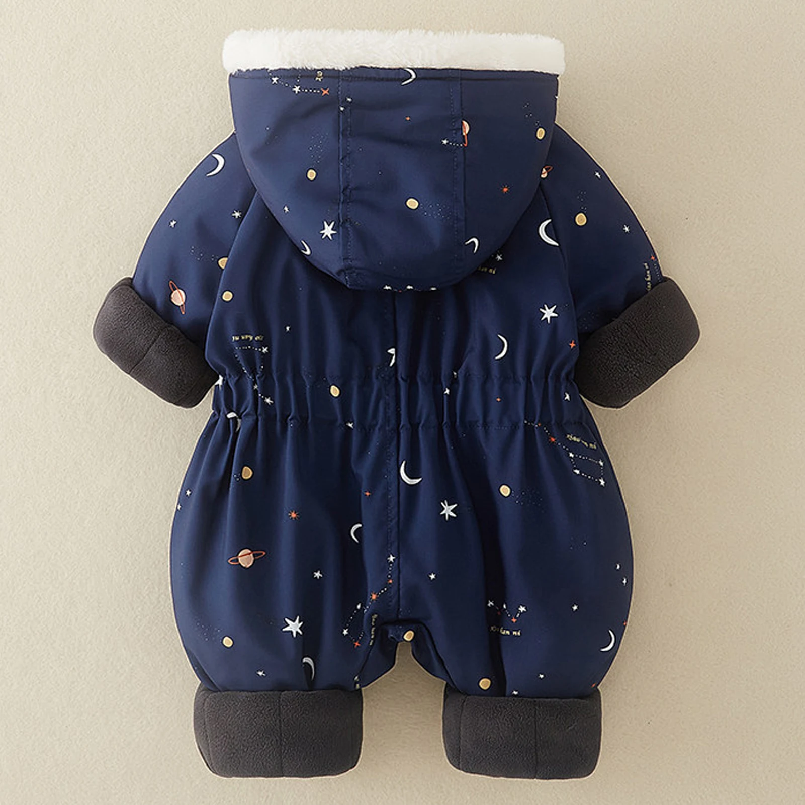 Baby Winter Padded Snowsuit,Hooded Footed Jumpsuit,Print Warm Fleece Romper,Infant One‑piece Outfits,Newborn Toddlers Overall