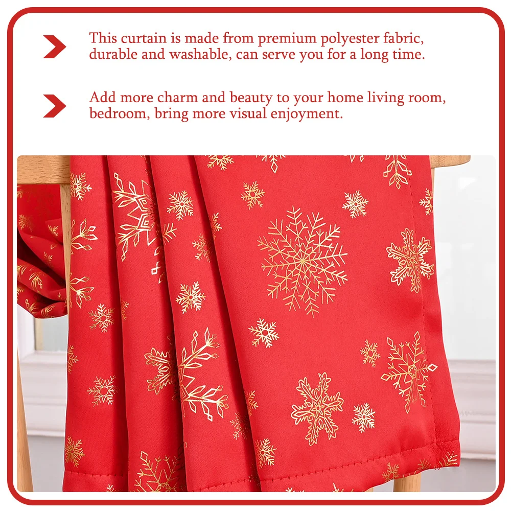 2 Pcs Christmas Snowflake Curtain Decorations Window Coverings Xmas Curtains for Living Room Drape Blackout Bedroom Polyester