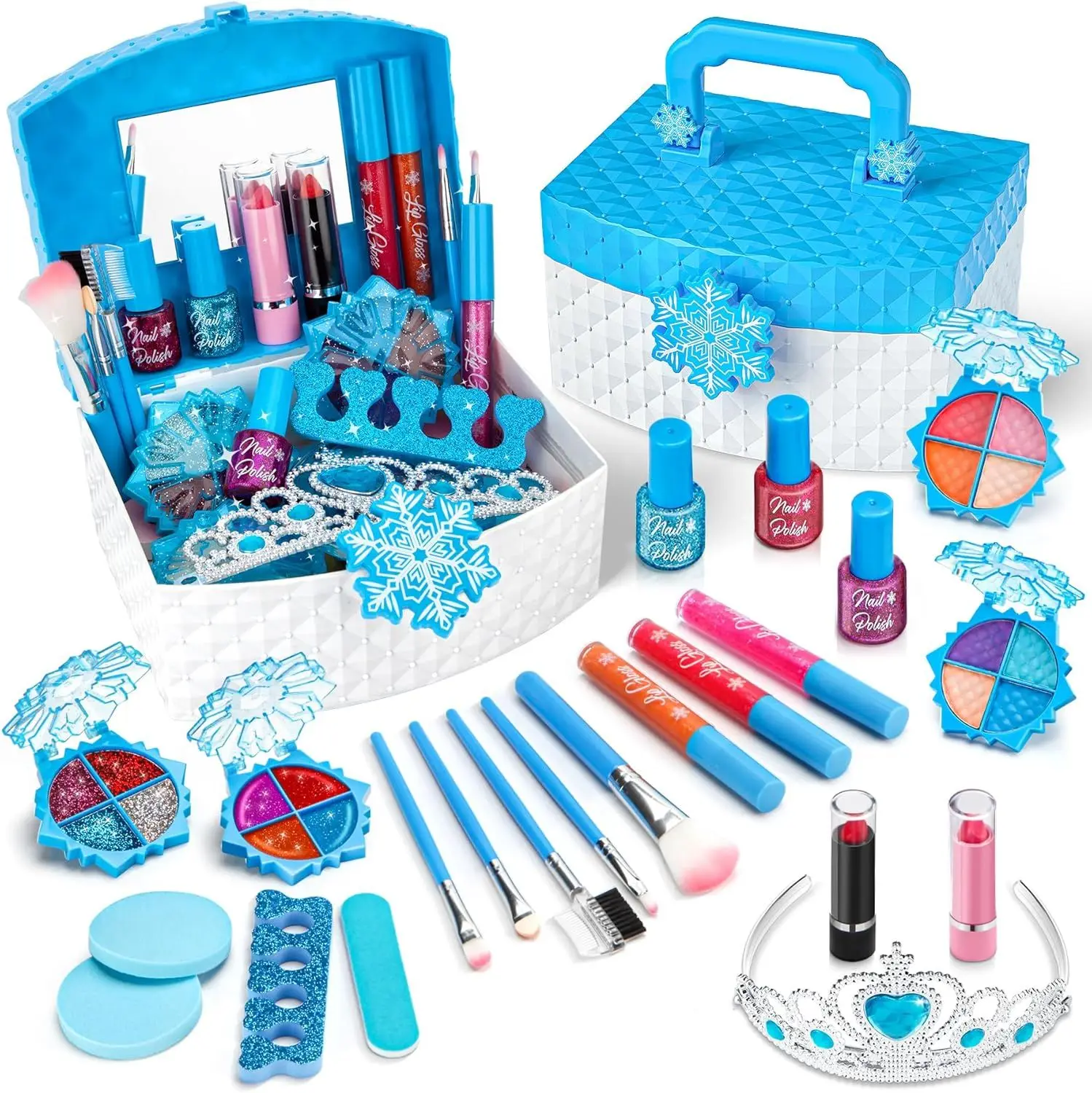 Kit de maquiagem lavável para meninas, kit de maquiagem infantil para meninas, conjunto de maquiagem congelada para meninas, brinquedos, princesa, conjunto de beleza cosmética real