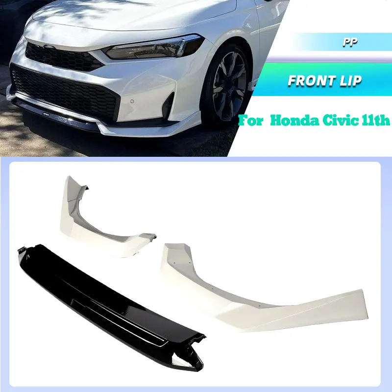 

PP Black White Blue Grey Car Front Bumper Lip Spoiler for Honda Civic 11th 2025 2026 Racing Front Lip Chin Arpon Body Kits