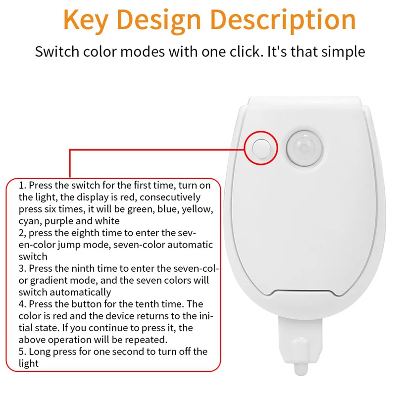 【Venda relâmpago】2x sensor assento do vaso sanitário luz noturna luz de fundo à prova dwaterproof água para vaso sanitário lâmpada led wc luz