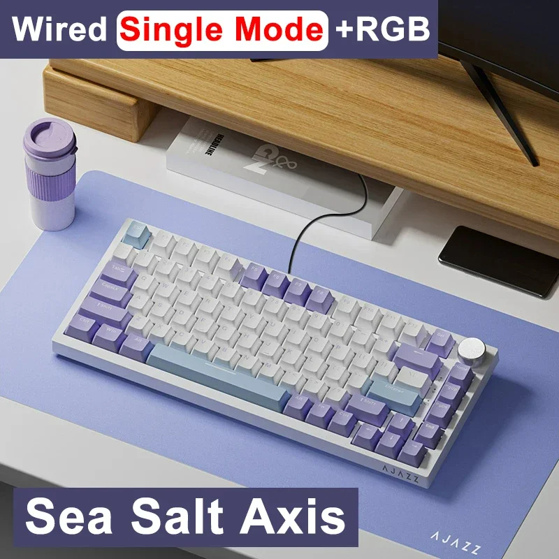 Ajazz AK820/AK820Pro Gaming Mechanisch Toetsenbord Bluetooth 2.4G draadloos/bedraad met hot-swappable volumeknoppen