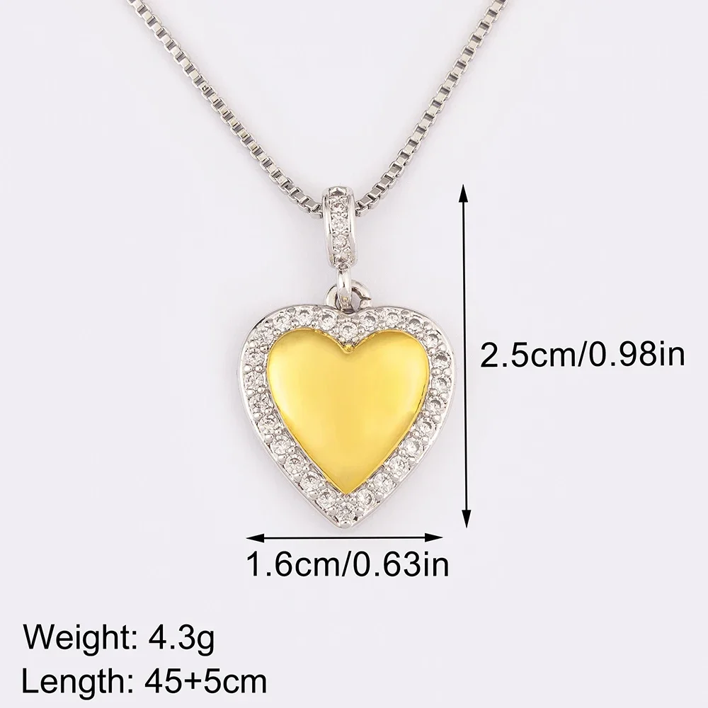 Nidin New Trendy Heart/Star/Shield Shape Pave Shiny Crystal Zircon Pendant Necklace For Female Male Luxury Jewelry Accessories