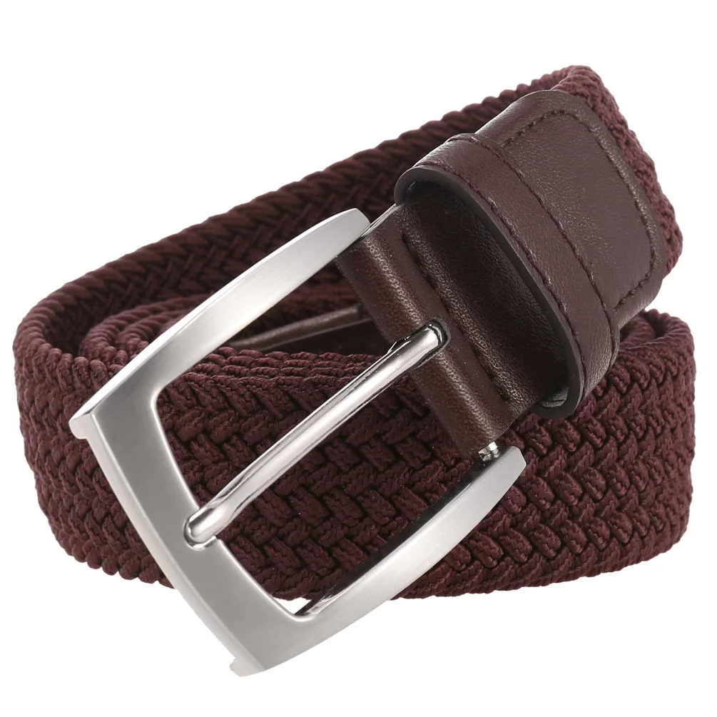 Stretch Canvas Leather Belts for Men Female Casual Knitted Woven Military Tactical Strap Male Elastic Belt for Pants Jeans Men\'s
