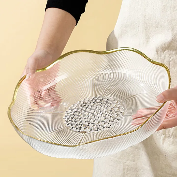 

Fruit plate household living room high-value glass fruit large snack dried fruit snack plate candy storage