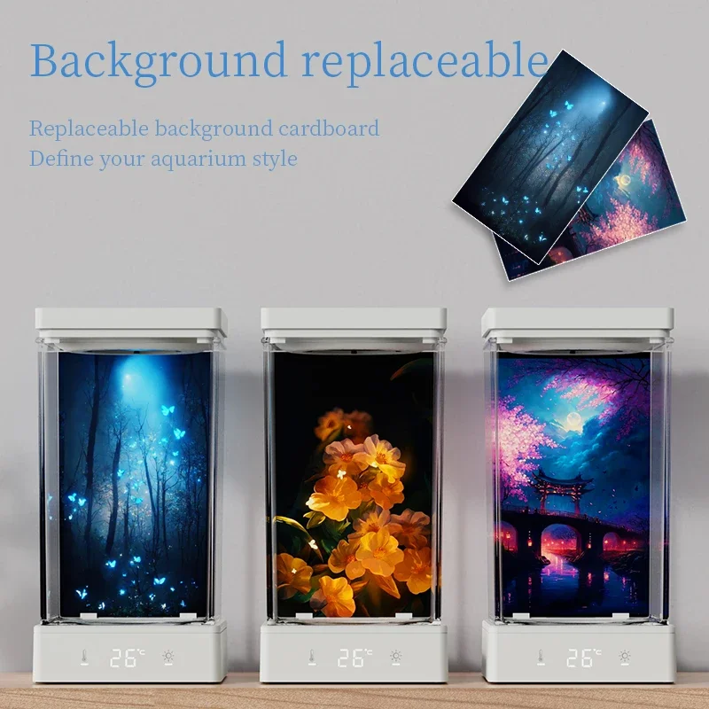 1.4L Betta Fish Tank Desktop Mini Aquarium Light Intelligent Temperature Control Ecological Self-circulating for Desktop Decor