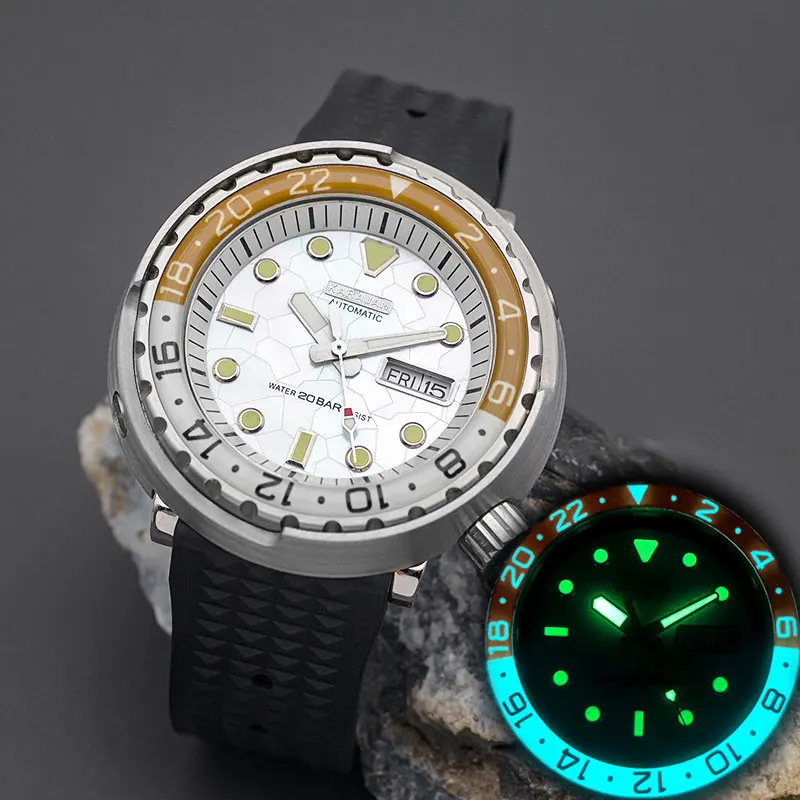 Imagem -06 - Design Tunas Enlatado Relógio Masculino com c3 Cristal de Safira Luminosa 316l Seiko Nh35 Nh36 Aço Inoxidável Movimento Automático 2023 Novo