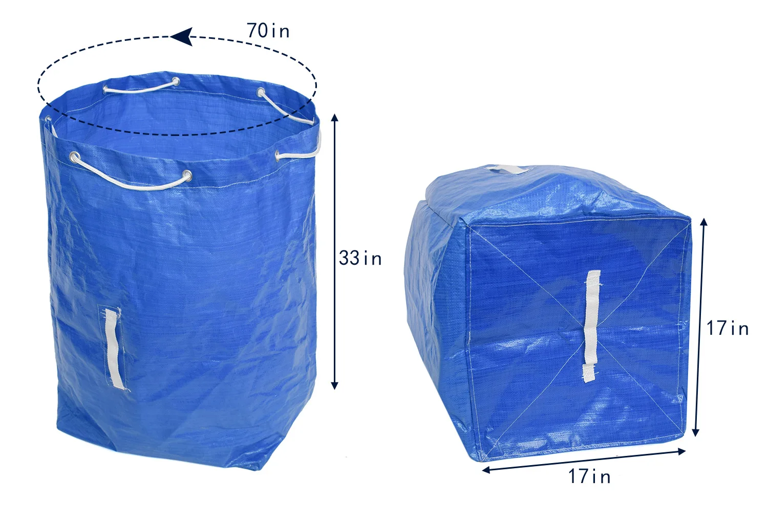 Large Capacity Reusable Garden Waste Bag - Yard Trash Leaf Plants Grass Container - 43 x 43 x 84cm / 17 x 17 x 33 inch, Blue