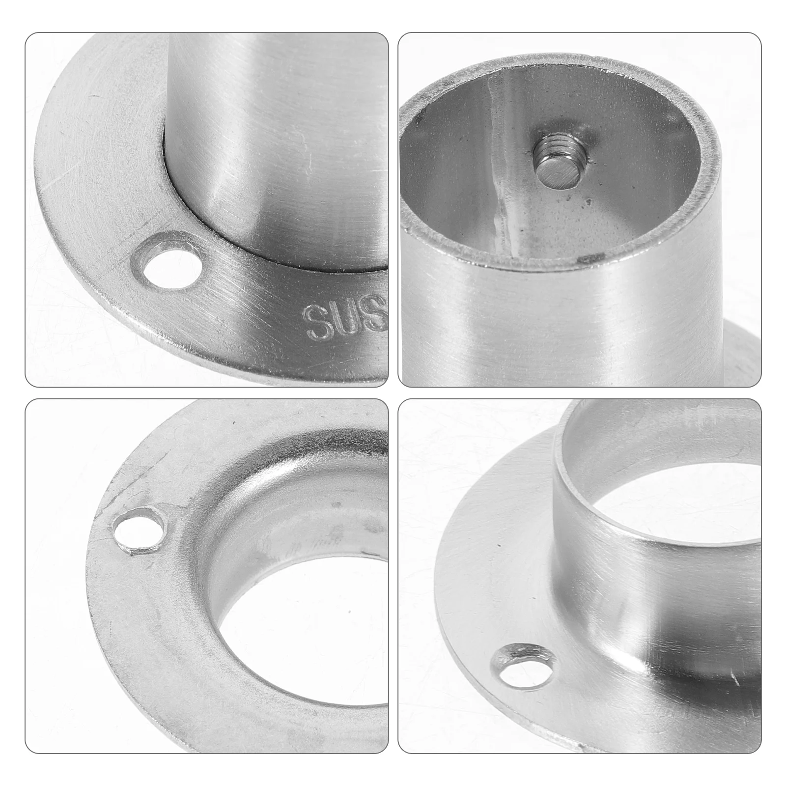 

4 Pcs Wardrobe Clothes Rail Holder Closet Rod End Supports Wall-mounted Holders Pole Stainless Steel Bracket Sockets