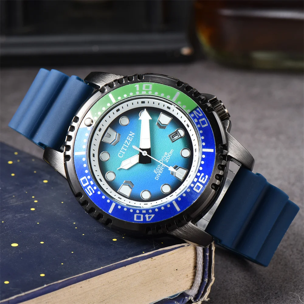 Citizen Eco-Driv سلسلة أزياء سيليكون حزام ساعات كوارتز للرجال هدية عيد الحب Montre ommes Relogio Reloj سوار