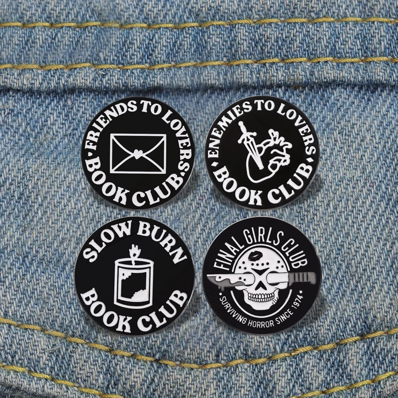 Friends To Lovers Book Club Pines Lapel Badges Quotes Punk Jewelry Gift for Friends Finals Girls Club Enamel  Brooch Custom