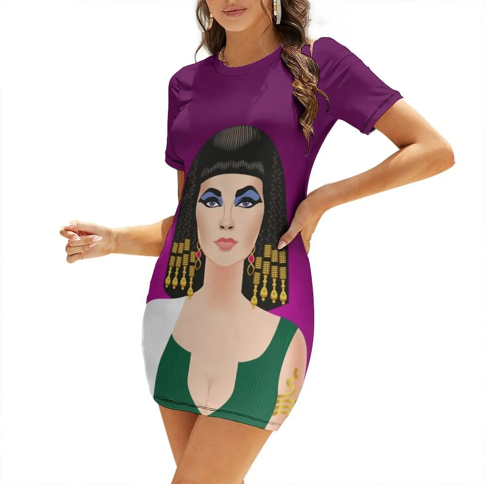 

Purple Cleopatra Short-Sleeved Dress dress for women 2025 wedding guest dress 2025 women's summer jumpsuit