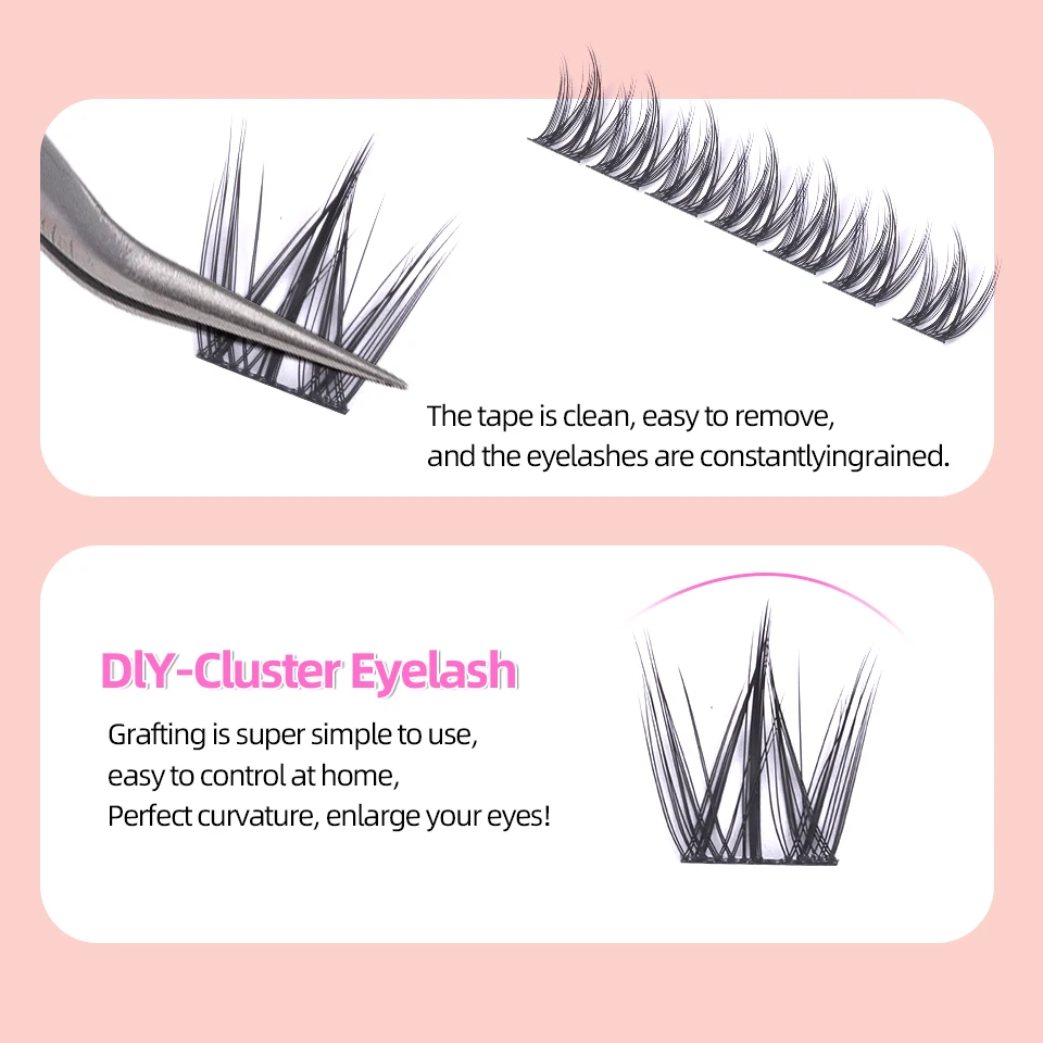 Self Adhesive Eyelashes Clusters kit Press on Lashes No Glue Need Soft Lash Clusters Kit Reusable Self Adhesive Lashes Clusters