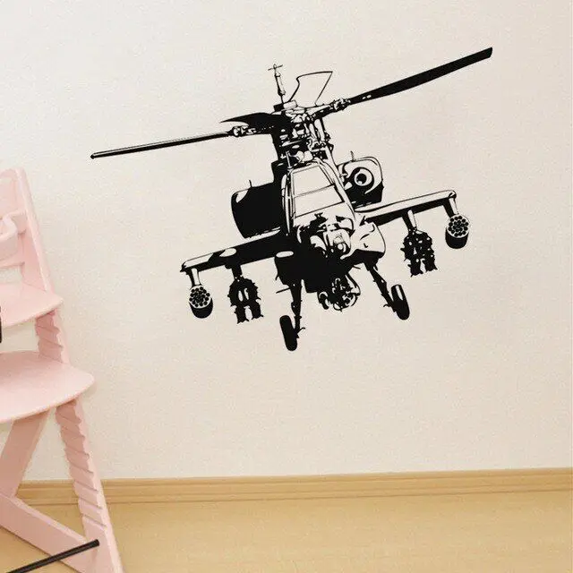 Sofa tło naklejka ścienna winylowa wojskowa helikopter samoprzylepna naklejka ścienna malowidła ścienne Home Art dekoracja plakat AdesivoW-912