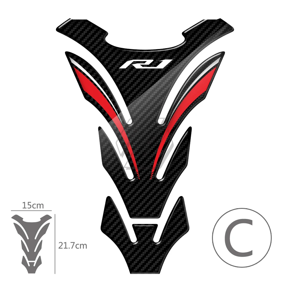 3D Carbono-Olhe Tanque de Motocicleta Pad, Protector Etiqueta, Yamaha YZF-R1, R1, R1M, Street Bike