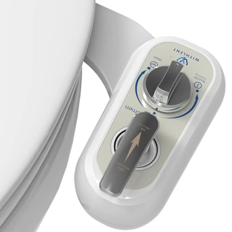 

Left-Handed Bidet Attachment for Toilet with Self-Cleaning Control Panel on Left Side Dual Nozzle System for Frontal and Rear W