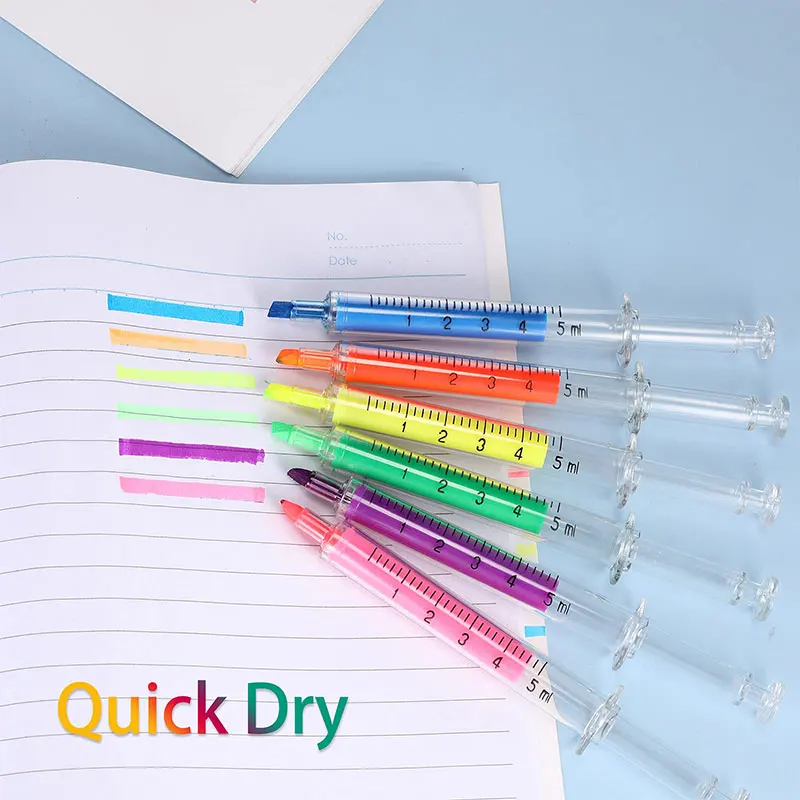 60 Stück Neuheit Text marker Stift Briefpapier Spritze Text marker fluor zierende Nadel Rohr Aquarell Nite Writer Stift