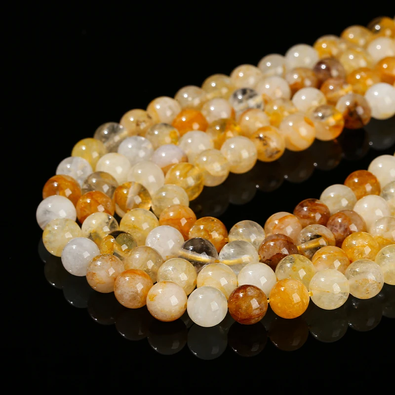Natural Yellow Gum Flower Crystal 4 6 8 10mm Smooth Round Scattered Beads Used For Making Jewelry DIY Necklaces Bracelets