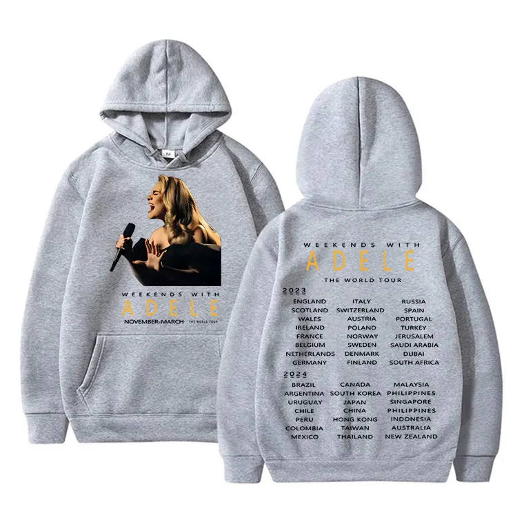 Britain Popular Singer Adele Weekeds with Adele The World Tour Print Hoodie Men Women Fashion Casual Oversized Hooded Sweatshirt