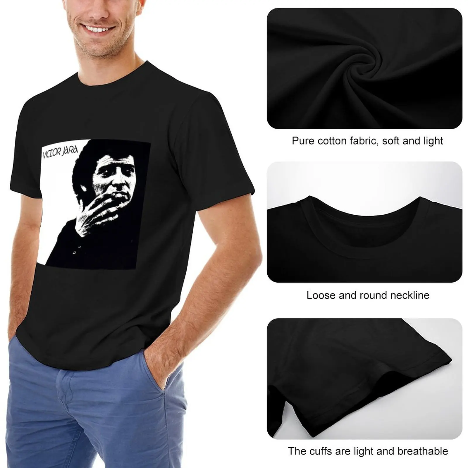 portrait of victor jara. T-Shirt heavyweight t shirts tops aesthetic clothes graphic t shirts big and tall t shirts for men