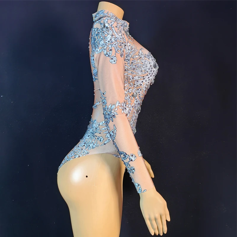 ชุดบอดี้สูทประดับเพชร สำหรับฮาโลวีน บาร์ ไนท์คลับ ดีเจ โกโก้ แดนเซอร์ ชุดเซ็กซี่สำหรับเต้นรูดเสา เสื้อผ้าสำหรับงานเรฟ