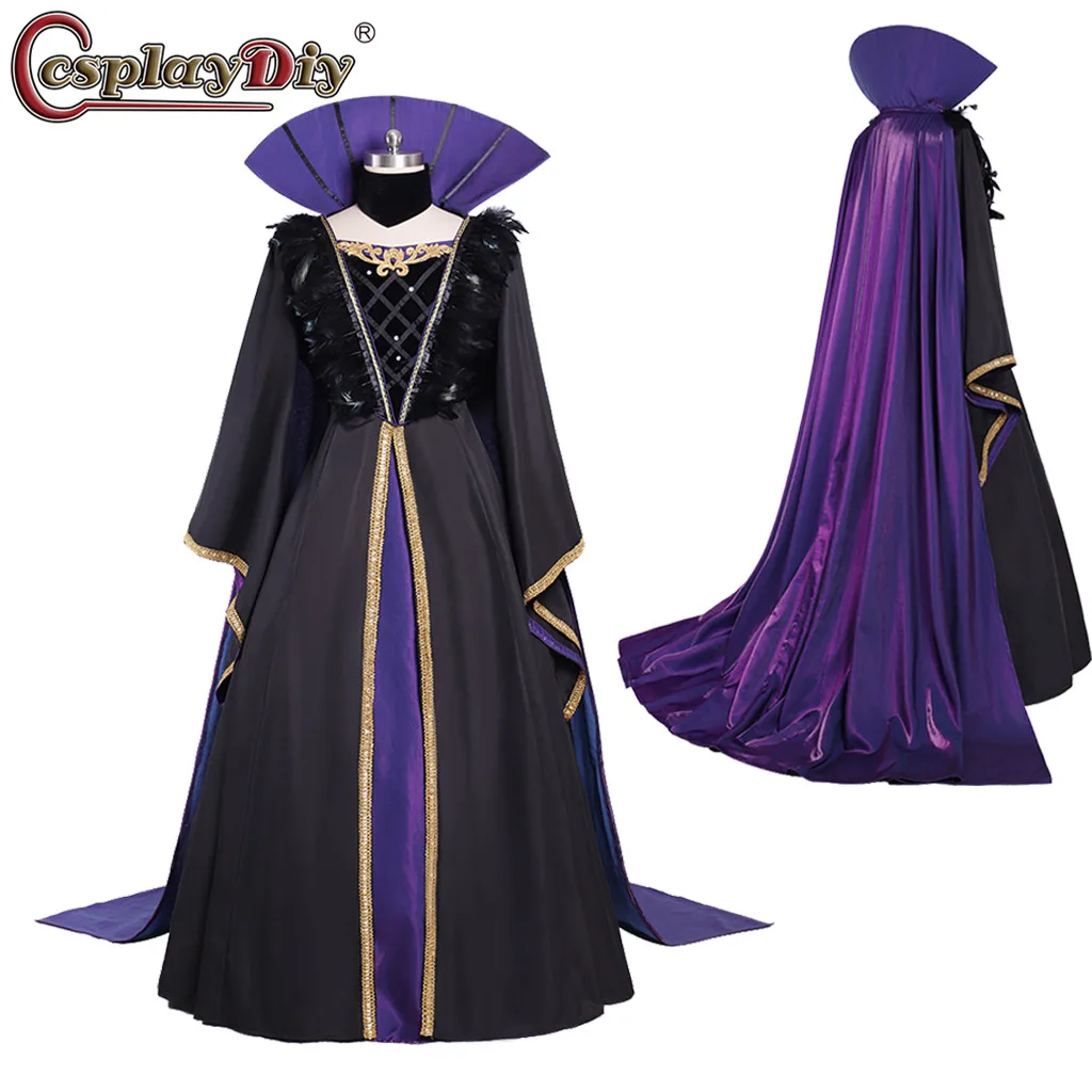 

Cosplaydiy Medieval victorian retro dress witch fairy cosplay costume Tudor Dress Halloween Carnival Dress Evil Queen Cosplay